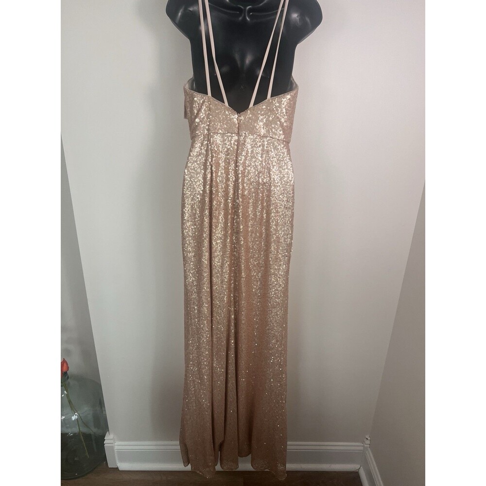 Dessy Collection NEW Size 4 Elle 3010 Sequin Rose Gold Gown Dress $284 - Picture 11 of 16